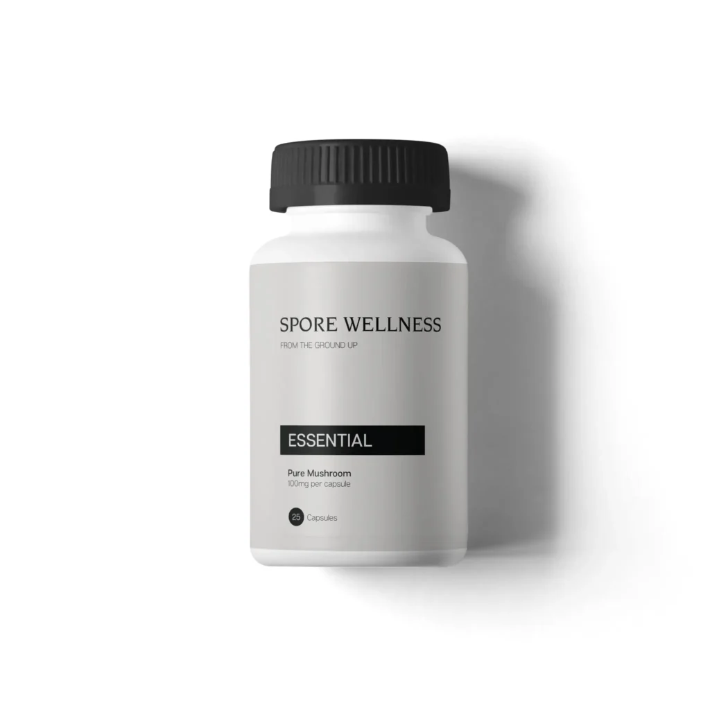 Spore Wellness Essential Mushroom Capsules Bottle – UK Packaging