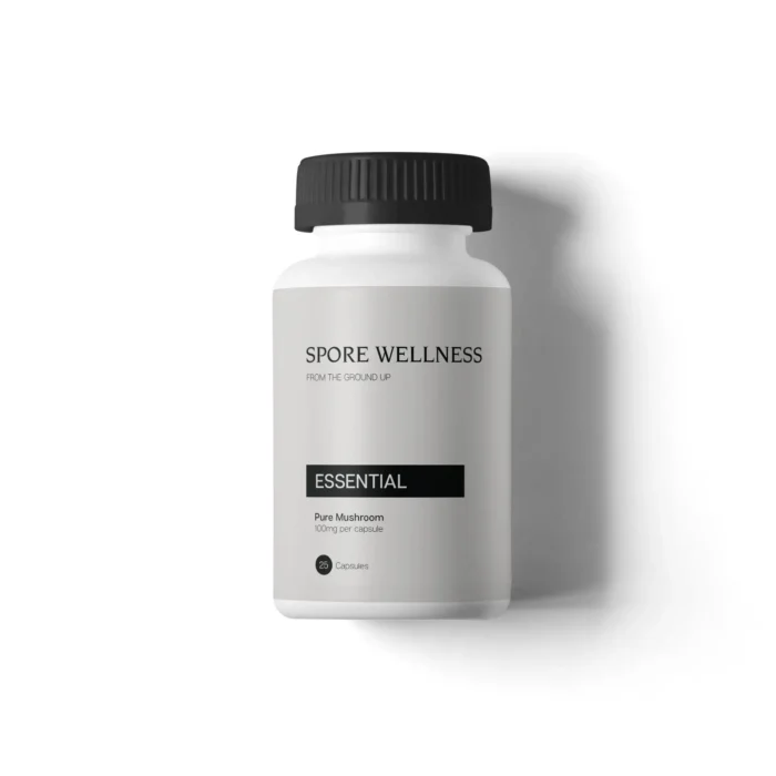 Spore Wellness Essential Mushroom Capsules Bottle – UK Packaging